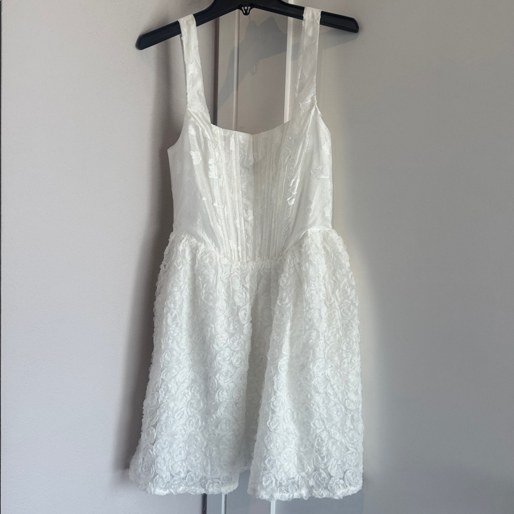 Lulus Gorgeous Bliss White Jacquard Rosette Bustier Mini Dress - Picture 4 of 6